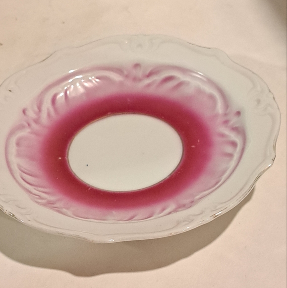 GERMAN ANTIQUE PORCELAIN PINK & GOLD MUSTACHE MUG &SAUCER - Picture 4 of 5